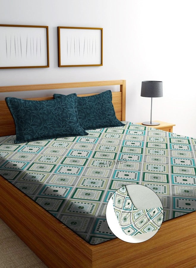 SHOMES ملاءات سرير مطاطية من SHOMES مع غطاءين للوسائد بحجم كينج | سرير مزدوج بمطاط محيطي، مقاس 72 × 78 × 8 بوصات (مربع أخضر، 250 خيط، مطبوع) - Image 5