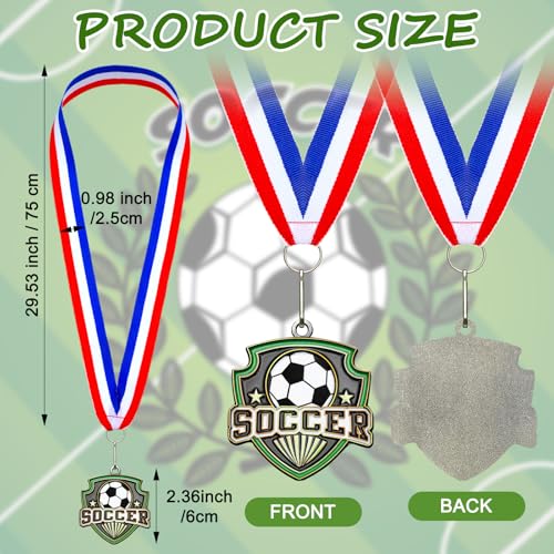 Trnayi 20 Pcs 1020 3040 Pcs Award Medals Bulk Sports Medals with Neck Ribbons 24 Inch Winner Award Trophy Prize Gift for Sports Themed Party Favors Tournaments Match Soccer - Image 3
