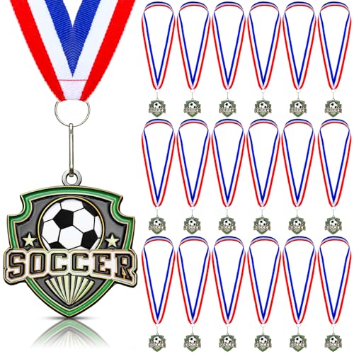 Trnayi 20 Pcs 1020 3040 Pcs Award Medals Bulk Sports Medals with Neck Ribbons 24 Inch Winner Award Trophy Prize Gift for Sports Themed Party Favors Tournaments Match Soccer - Image 1
