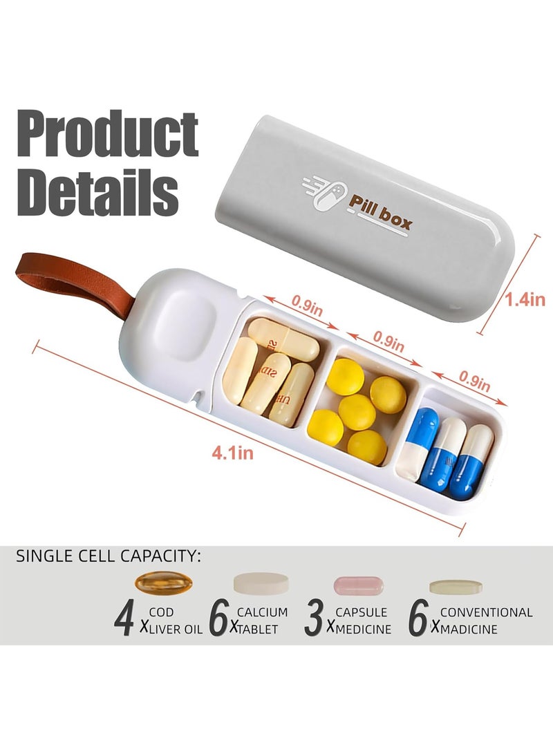 3 Compartments, Small Pill Box for  , Small   Pill Container,  or Vitamins, for Medicine Storage (MULTICOLOUR) - Image 2