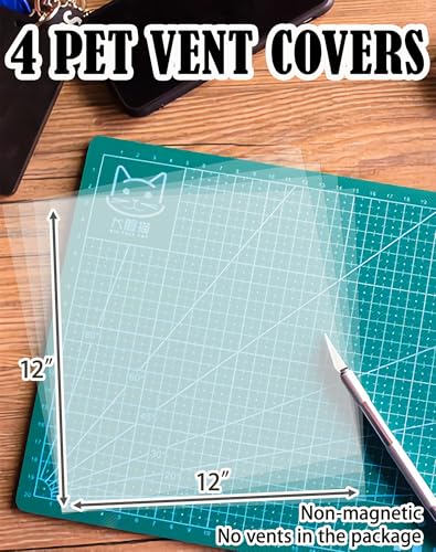 A ANYSSI 4 Pack PET Vent Covers with Nano Adhesive, 12" X 12" for Floor, Wall, Ceiling Vents and Air Registers, for RV, Home, Office AC Vents, Non-Magnetic, Fits on Plastic, Wood, Iron, Aluminum Vent Covers - Image 2