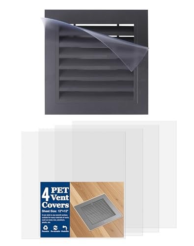 A ANYSSI 4 Pack PET Vent Covers with Nano Adhesive, 12" X 12" for Floor, Wall, Ceiling Vents and Air Registers, for RV, Home, Office AC Vents, Non-Magnetic, Fits on Plastic, Wood, Iron, Aluminum Vent Covers - Image 1