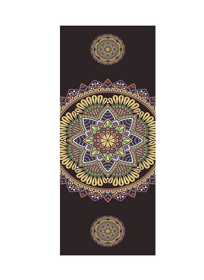 YOGA High Quality Natural Rubber Yoga Mat With Black & Gold Mandala Elegant Pattern  - Image 1
