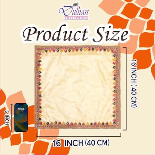 Dulhan Divine Mandir Cloth Pack of 2 Large 15x30 Inch Off White Velvet Aasan for Puja Table Chowki God Idol Sitting Baithak Mat - Image 3