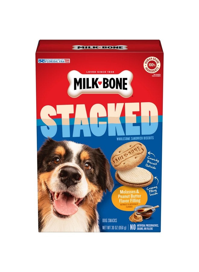Milk-Bone Stacked Molasses and Peanut Butter Dog Treats, 30 Ounces - Image 1