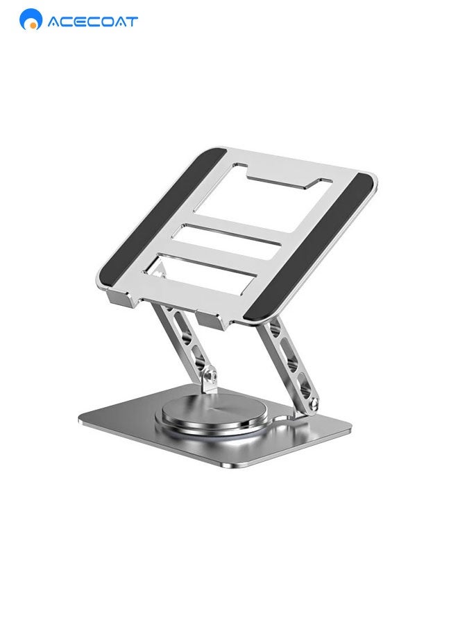 ACECOAT Adjustable Laptop Stand for Desk Ergonomic Riser with 360° Rotating Base Foldable Notebook Computer Holder Compatible MacBook Air Pro Dell XPS More 10-17" Laptops - Image 2