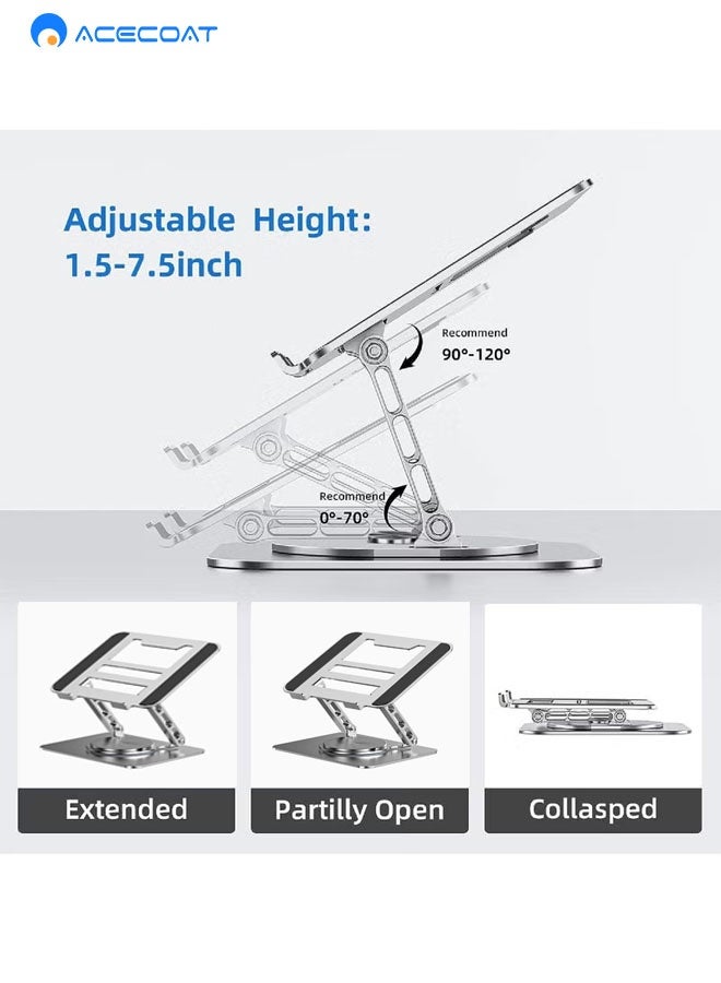 ACECOAT Adjustable Laptop Stand for Desk Ergonomic Riser with 360° Rotating Base Foldable Notebook Computer Holder Compatible MacBook Air Pro Dell XPS More 10-17" Laptops - Image 4