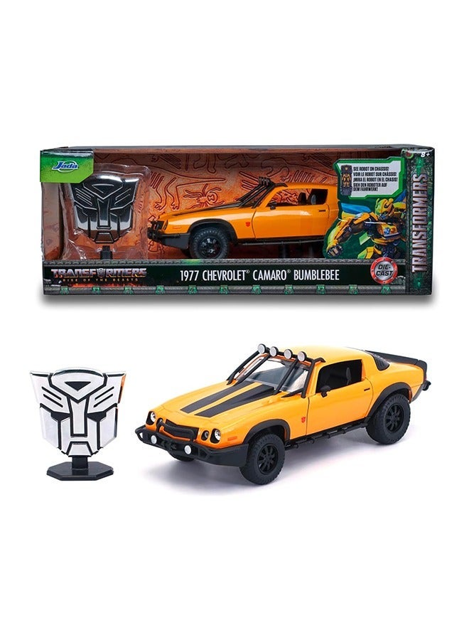 JADA Toys Transformers: Rise of the Beasts Bumblebee Chevrolet Camaro Die-Cast Car, Toys for Kids and Adults – 1:24 Scale, Yellow - Image 1