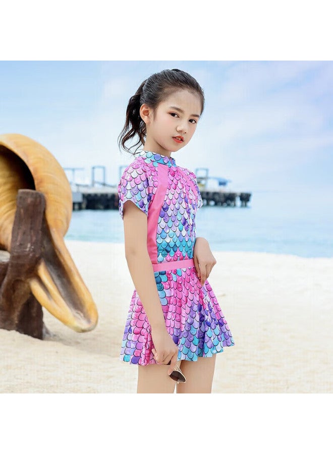 Skin-friendly Yifu Sun Protection Children's Mermaid Swimsuit, Girls' Stylish Princess Swimwear, Korean One-piece Princess Dress-style Hot Spring Swimsuit - Image 2
