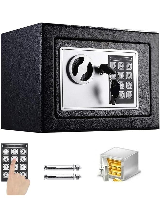 erorex Safe Box For Home Security Electronic Money Box With Digital Keypad And Keys Small Safe Lock Box Steel Construction 4.6L Cash Box Money Jewelry Document Safe 23 X 17 X 17 Cm Black - Image 1
