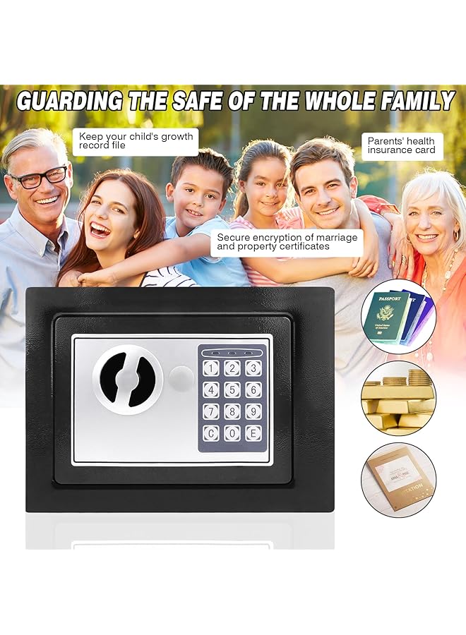 erorex Safe Box For Home Security Electronic Money Box With Digital Keypad And Keys Small Safe Lock Box Steel Construction 4.6L Cash Box Money Jewelry Document Safe 23 X 17 X 17 Cm Black - Image 3