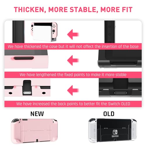 FANPL [Improved Version] Dockable Case for Nintendo Switch OLED 2021, Protective Case Cover for Switch OLED and Joy Con Controller - Strong and Durable, Not Easy to Fall Off (Pink) - Image 3