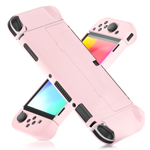 FANPL [Improved Version] Dockable Case for Nintendo Switch OLED 2021, Protective Case Cover for Switch OLED and Joy Con Controller - Strong and Durable, Not Easy to Fall Off (Pink) - Image 1