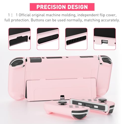 FANPL [Improved Version] Dockable Case for Nintendo Switch OLED 2021, Protective Case Cover for Switch OLED and Joy Con Controller - Strong and Durable, Not Easy to Fall Off (Pink) - Image 4