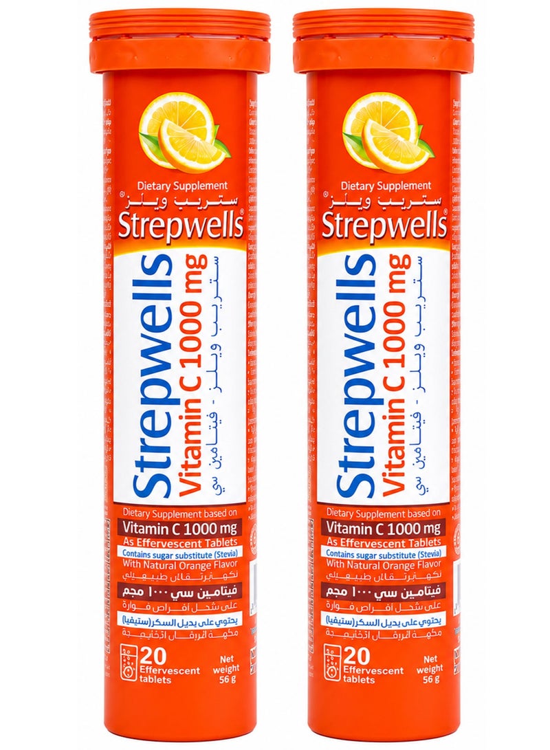 StrepWells Pack Of 2 STREPWELLS VITAMIN C 1000MG 20 EFF TAB - Image 1