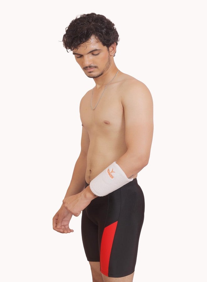 AASHRAY Yonker Cricket Arm Guard / Wrist Guard with Wrist Band (Pack of 1) (White) - Image 1