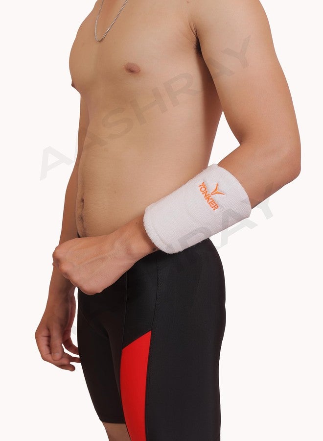 AASHRAY Yonker Cricket Arm Guard / Wrist Guard with Wrist Band (Pack of 1) (White) - Image 4