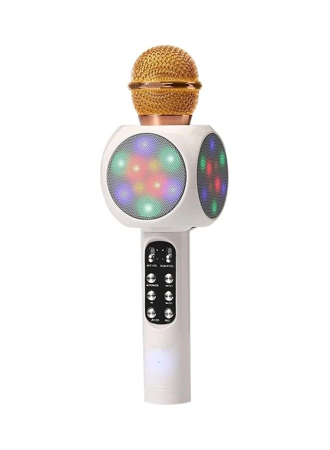 Home Karaoke Wireless Bluetooth Colorful LED Speaker Condenser Microphone Mic XDY37717 White - Image 1