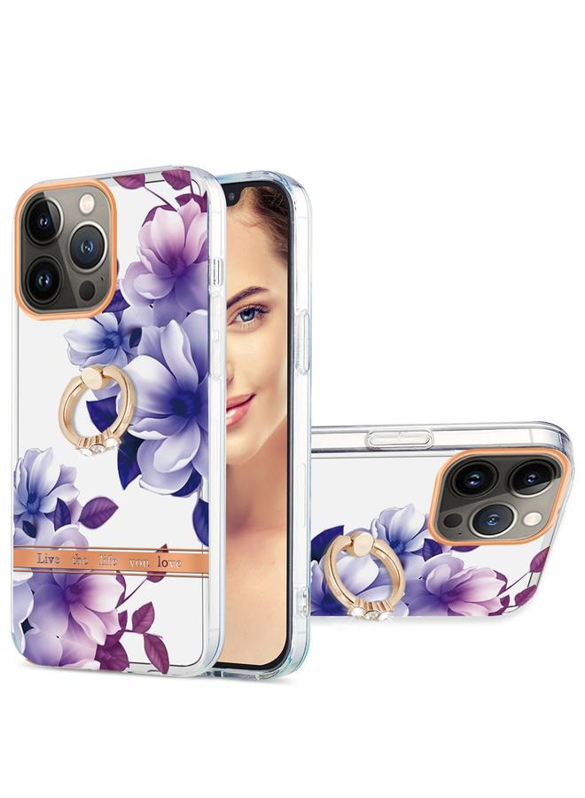 زبون جراب لهاتف iPhone 13 Pro Ring IMD Flowers TPU - Image 1