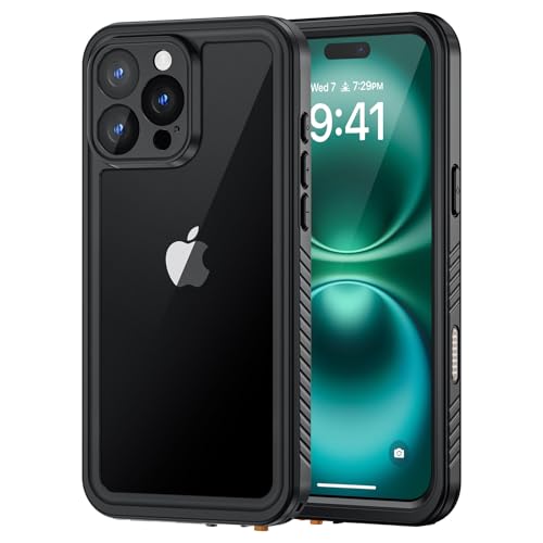 Lanhiem for iPhone 16 Pro Waterproof Case Dustproof Case Builtin Screen Protector Camera Protection 360 Full Body Heavy Duty Waterproof Phone Case 63 BlackClear - Image 1