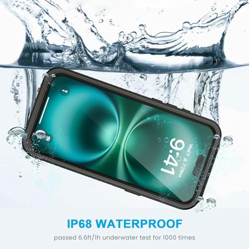 Lanhiem for iPhone 16 Pro Waterproof Case Dustproof Case Builtin Screen Protector Camera Protection 360 Full Body Heavy Duty Waterproof Phone Case 63 BlackClear - Image 3