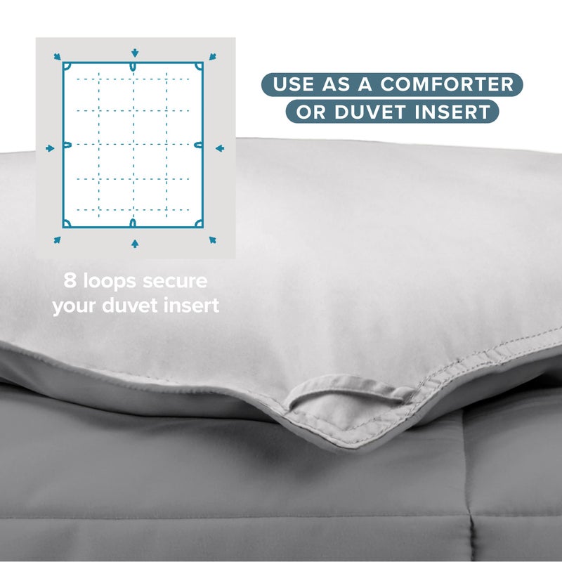 Bare Home Queen Comforter - Reversible Colors - Goose Down Alternative - Ultra-Soft - Premium 1800 Series - All Season Warmth - Bedding Comforter (Queen, Grey/Light Grey) - Image 3