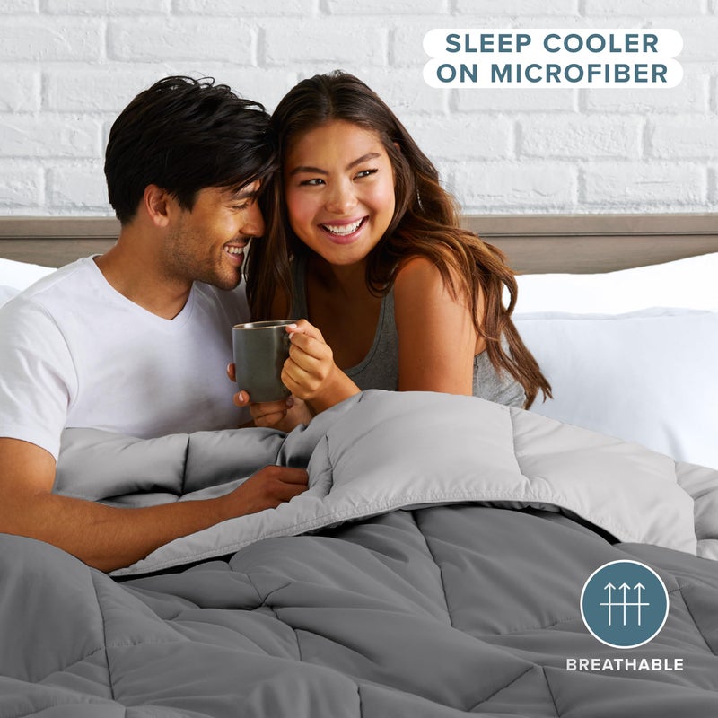Bare Home Queen Comforter - Reversible Colors - Goose Down Alternative - Ultra-Soft - Premium 1800 Series - All Season Warmth - Bedding Comforter (Queen, Grey/Light Grey) - Image 5
