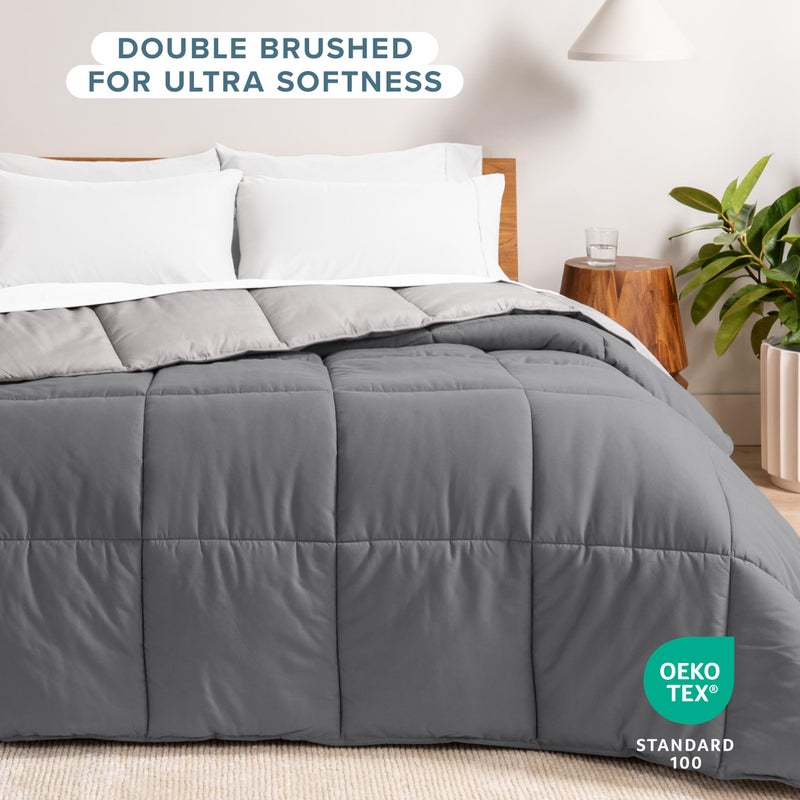 Bare Home Queen Comforter - Reversible Colors - Goose Down Alternative - Ultra-Soft - Premium 1800 Series - All Season Warmth - Bedding Comforter (Queen, Grey/Light Grey) - Image 4