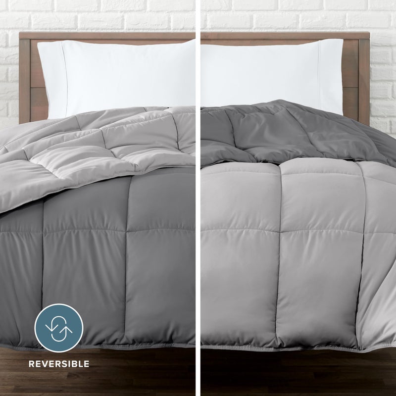 Bare Home Queen Comforter - Reversible Colors - Goose Down Alternative - Ultra-Soft - Premium 1800 Series - All Season Warmth - Bedding Comforter (Queen, Grey/Light Grey) - Image 2