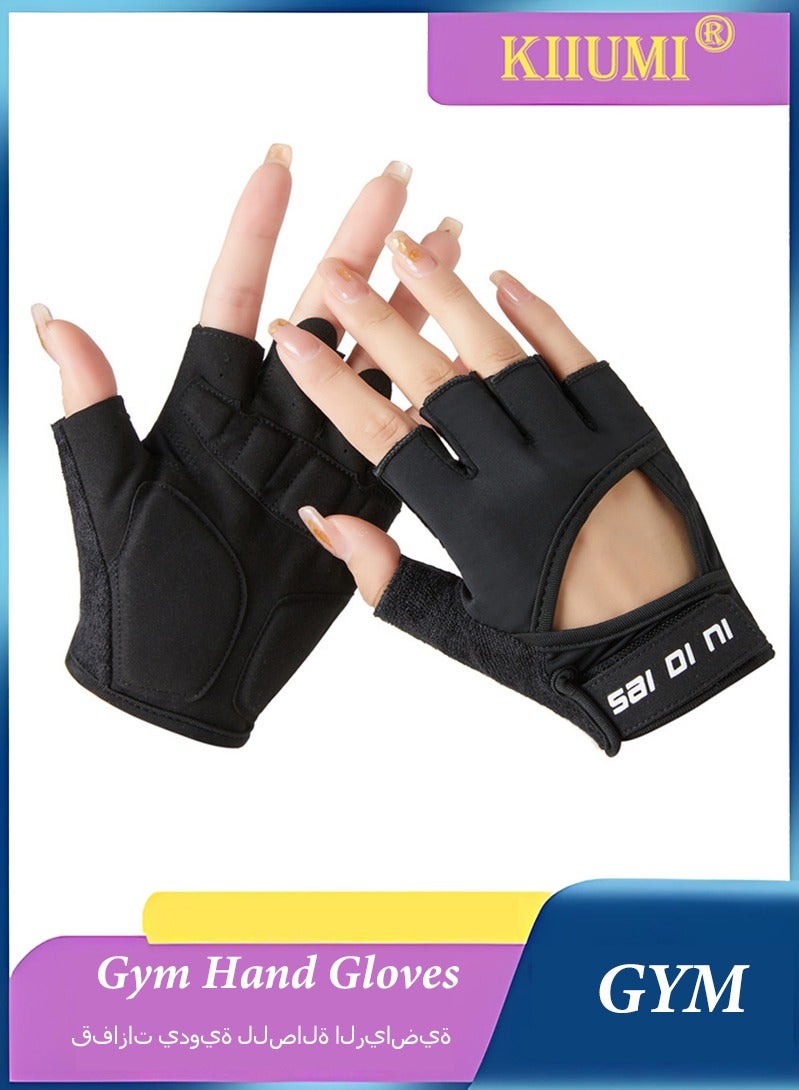 KIIUMI Gym Hand Gloves with Anti-skid and Wear-resistant, Comfortable Exercise Gloves and Breathable Gym Gloves Weight Lifting Gloves, Black - Image 1