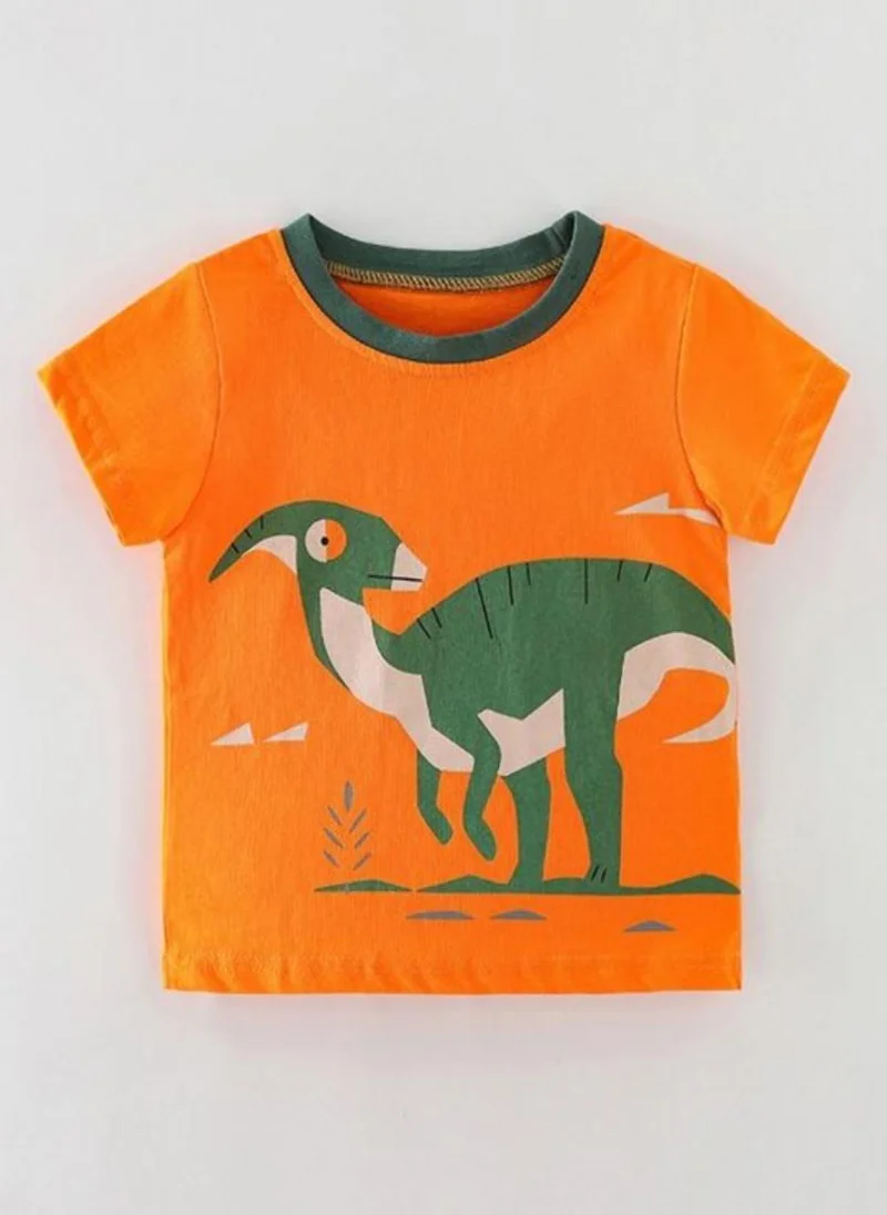 YUNIQEE Orange Graphic Printed Round Neck T-shirt