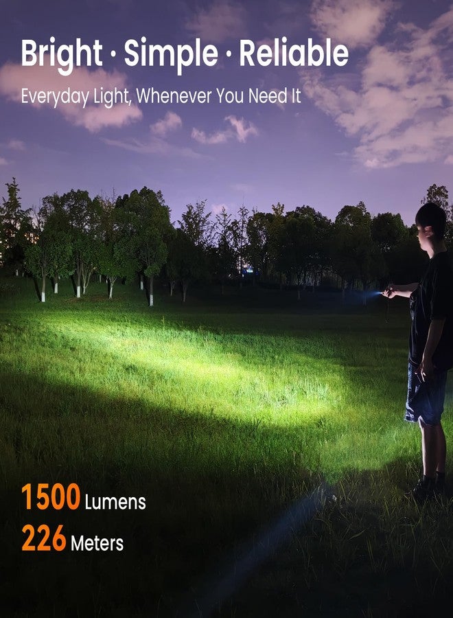 sofirn ST1 EDC Flashlight Rechargeable, 1500 Lumens Bright Flat Flashlight with Simple UI, IPX7 Waterproof Outdoor Pocket Flashlight for Camping Dog Walking, Gift for Him Husband Dad - Image 2