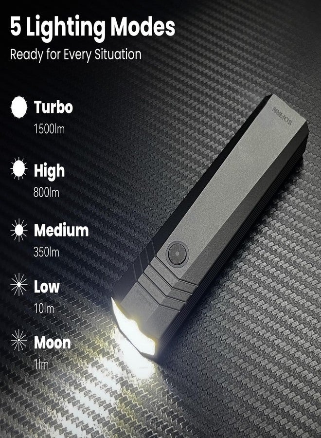 sofirn ST1 EDC Flashlight Rechargeable, 1500 Lumens Bright Flat Flashlight with Simple UI, IPX7 Waterproof Outdoor Pocket Flashlight for Camping Dog Walking, Gift for Him Husband Dad - Image 4