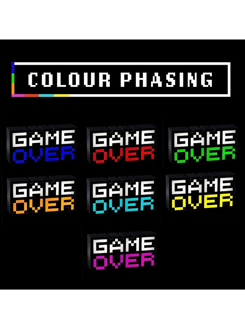 Generic - Pixel Game Over Night Light Colorful Lamp- Icon Light Atmospheres Neon Light with Sound Sensing Color Changing for Bedroom Home Decor - Image 1