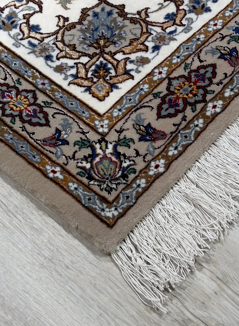 Elegance Redefined Asfahan 4 Handmade Wool and Silk Rug Size 100x142 cm Timeless Beauty, Rectangle - Image 4