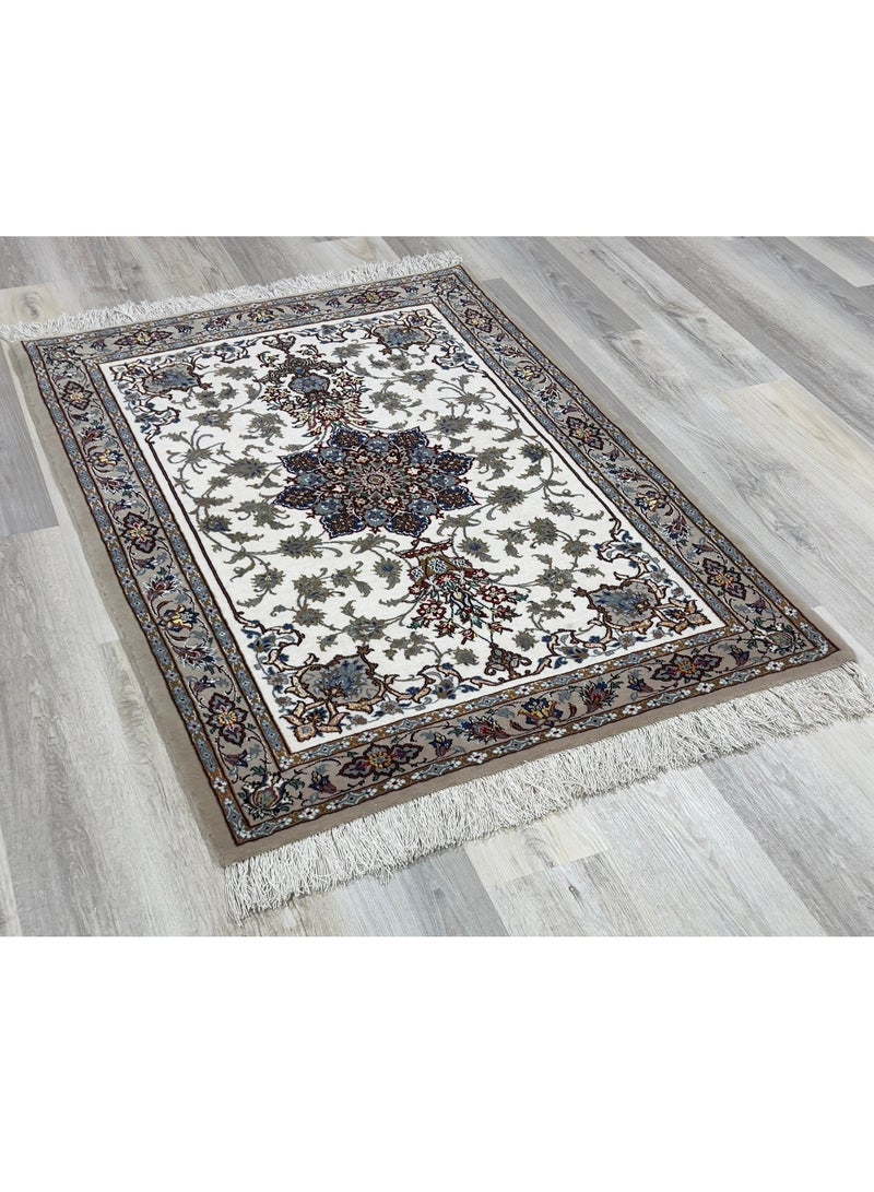 Elegance Redefined Asfahan 4 Handmade Wool and Silk Rug Size 100x142 cm Timeless Beauty, Rectangle - Image 5