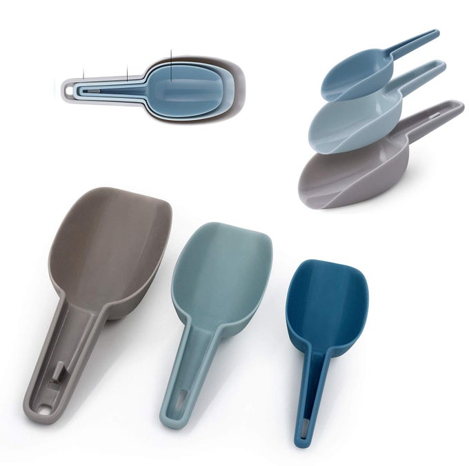 SET OF 3 SCOOPS FOR CANISTERS PLASTIC FLOUR SCOOP ICE SCOOPER FOR CANISTERS FLOUR POWDERS DRY FOODS CANDY POPCORN COFFEE BEANS PET FOOD