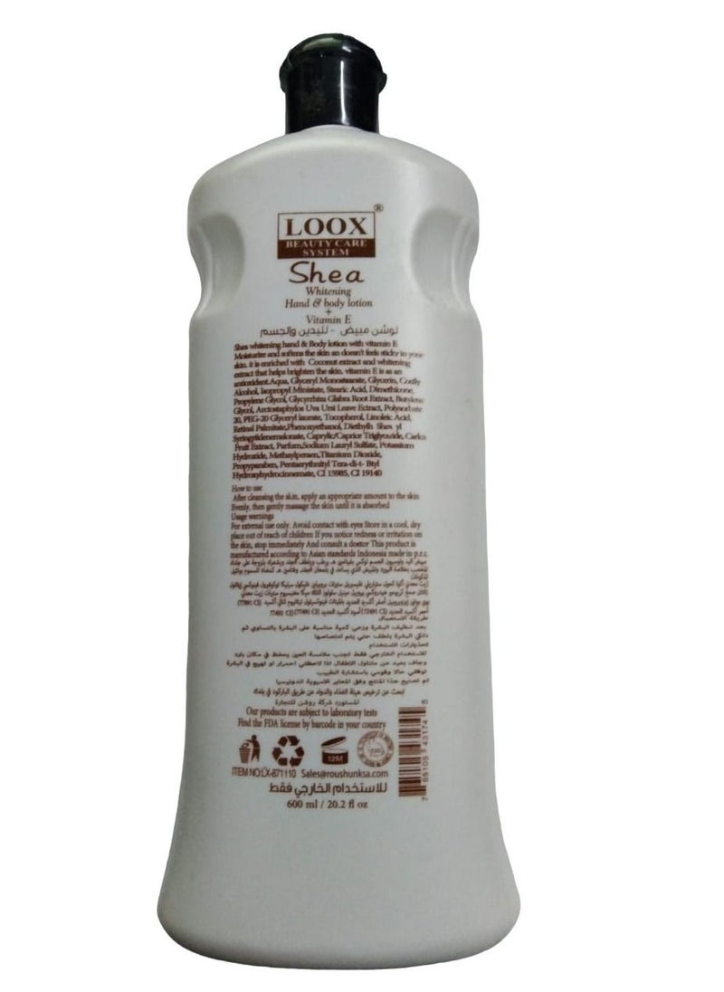 LOOX BEAUTY CARE SYSTEM Shea Whitening Hand And Body Lotion 600ml  - Image 2