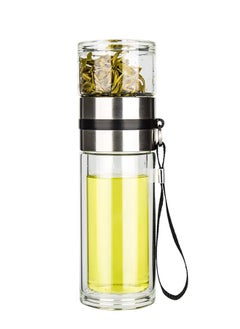 ARCOON ARCOON Glass Tea Infuser Bottle Tea Flood Cup Double Wall Borosilicate Portable Travel Tumbler Mug Leakproof for Loose Leaf Flower Herbal Tea Bags 13 OZ/380ML  - Image 1