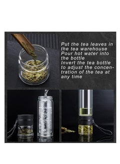 ARCOON ARCOON Glass Tea Infuser Bottle Tea Flood Cup Double Wall Borosilicate Portable Travel Tumbler Mug Leakproof for Loose Leaf Flower Herbal Tea Bags 13 OZ/380ML  - Image 2