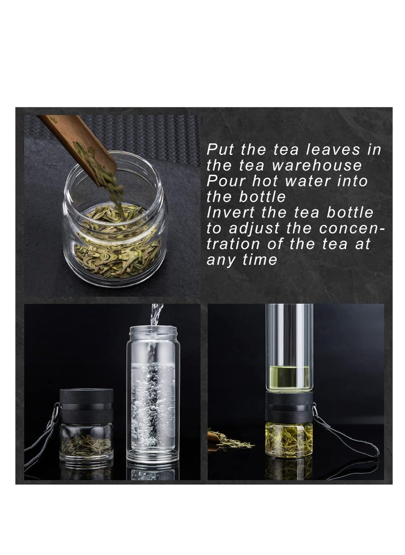 ARCOON - ARCOON Glass Tea Infuser Bottle Tea Flood Cup Double Wall Borosilicate Portable Travel Tumbler Mug Leakproof for Loose Leaf Flower Herbal Tea Bags 13 OZ/380ML - Image 1