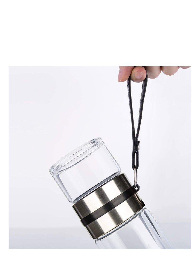ARCOON - ARCOON Glass Tea Infuser Bottle Tea Flood Cup Double Wall Borosilicate Portable Travel Tumbler Mug Leakproof for Loose Leaf Flower Herbal Tea Bags 13 OZ/380ML - Image 1