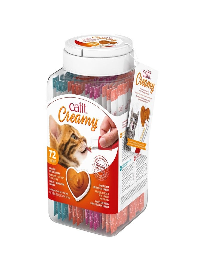 Catit Creamy Lickable Cat Treat - Hydrating and Healthy Treat for Cats of All Ages - Assortment, 72-Pack - Image 1