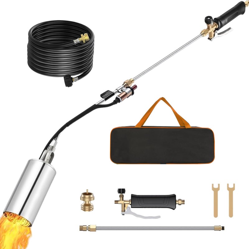 Charouse Heavy Duty Propane Torch Weed Burner Kit 1,800,000 BTU with Storage Bag High Output BTUs Torch Gun with 10 FT Hose Self Igniter Weed Torch for Campfires Wood Melting Ice Snow Roofing Torch - Image 1