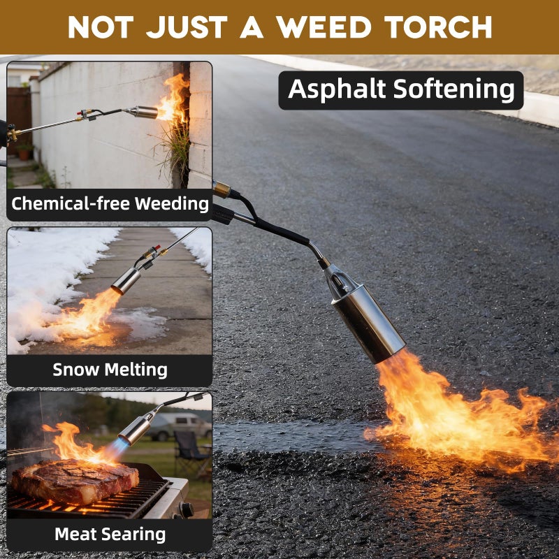 Charouse Heavy Duty Propane Torch Weed Burner Kit 1,800,000 BTU with Storage Bag High Output BTUs Torch Gun with 10 FT Hose Self Igniter Weed Torch for Campfires Wood Melting Ice Snow Roofing Torch - Image 5