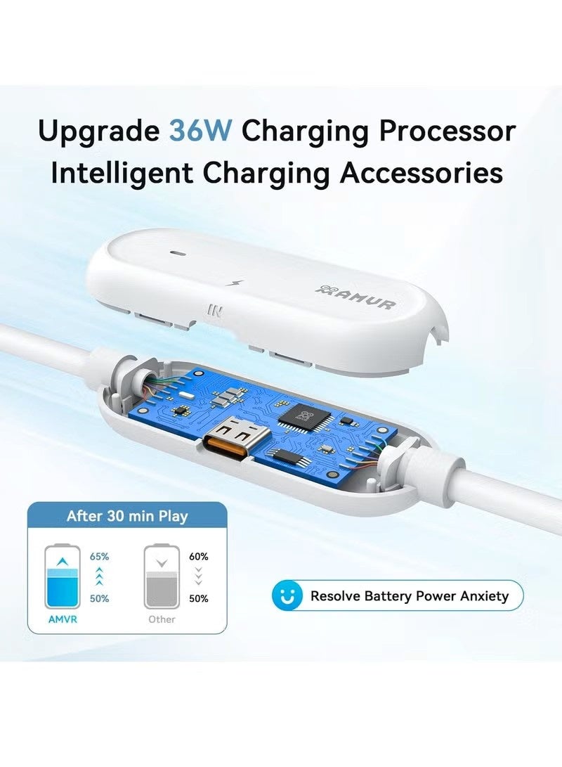 كابل Meta Quest 3 Link بطول 16 قدمًا (5 أمتار)، كابل شحن وربط متوافق مع Meta Quest 3/3S وPico 4، خط بيانات مع منفذ شحن سريع منفصل، نقل عالي السرعة حتى 5Gbps لاستخدام PCVR/SteamVR، إمكانية اللعب أثناء الشحن - Image 4