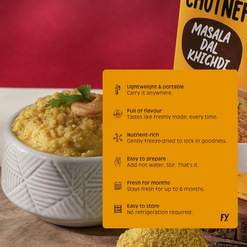 Chutnefy Masala Dal Khichdi | 50g Freeze-Dried Instant Meal | Just Add Hot Water to make a meal for 1 | 0% Preservatives or Additives - Image 2