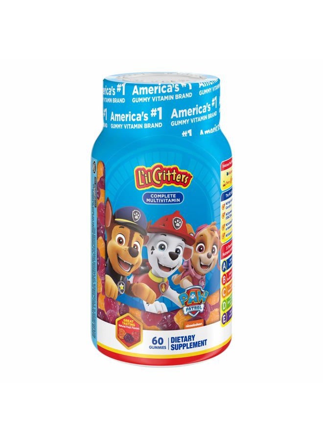 Lil Critters L'il Critters Paw Patrol Gummy Vites Daily Gummy Multivitamin for Kids, Vitamin C, D3 for Immune Support Cherry, Orange and Blueberry Flavors, 60 Gummies - Image 1
