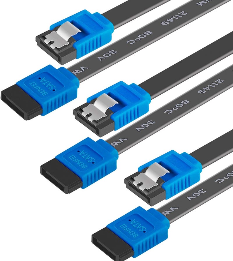 Benfei SATA Cable III, 3 Pack SATA Cable III 6Gbps Straight HDD SDD Data Cable with Locking Latch 18 Inch for SATA HDD, SSD, CD Driver, CD Writer - Image 1