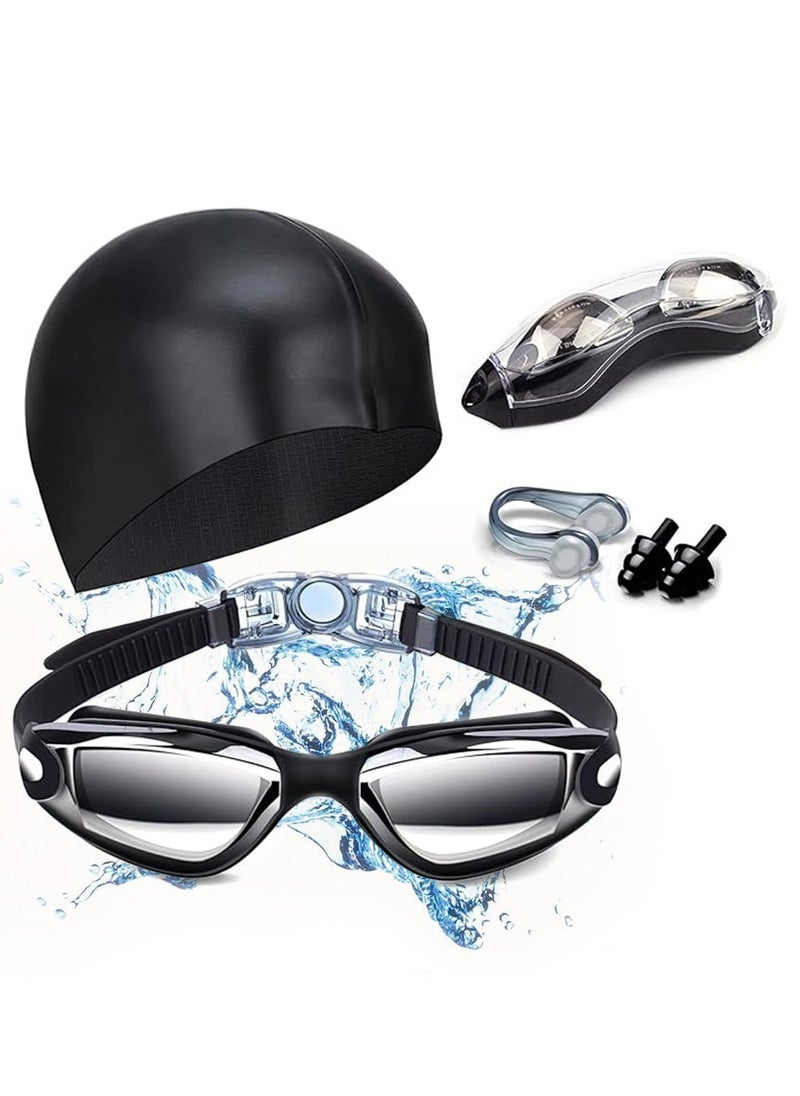 DPTER Premium Swimming Goggles with Nose Plugs & Ear Plugs for Men, Women & Teenagers, - Clear Vision, 180° Panoramic View, Polarized, Anti-Fog, UV Protection, Leak-Proof Eyewear  - Image 1